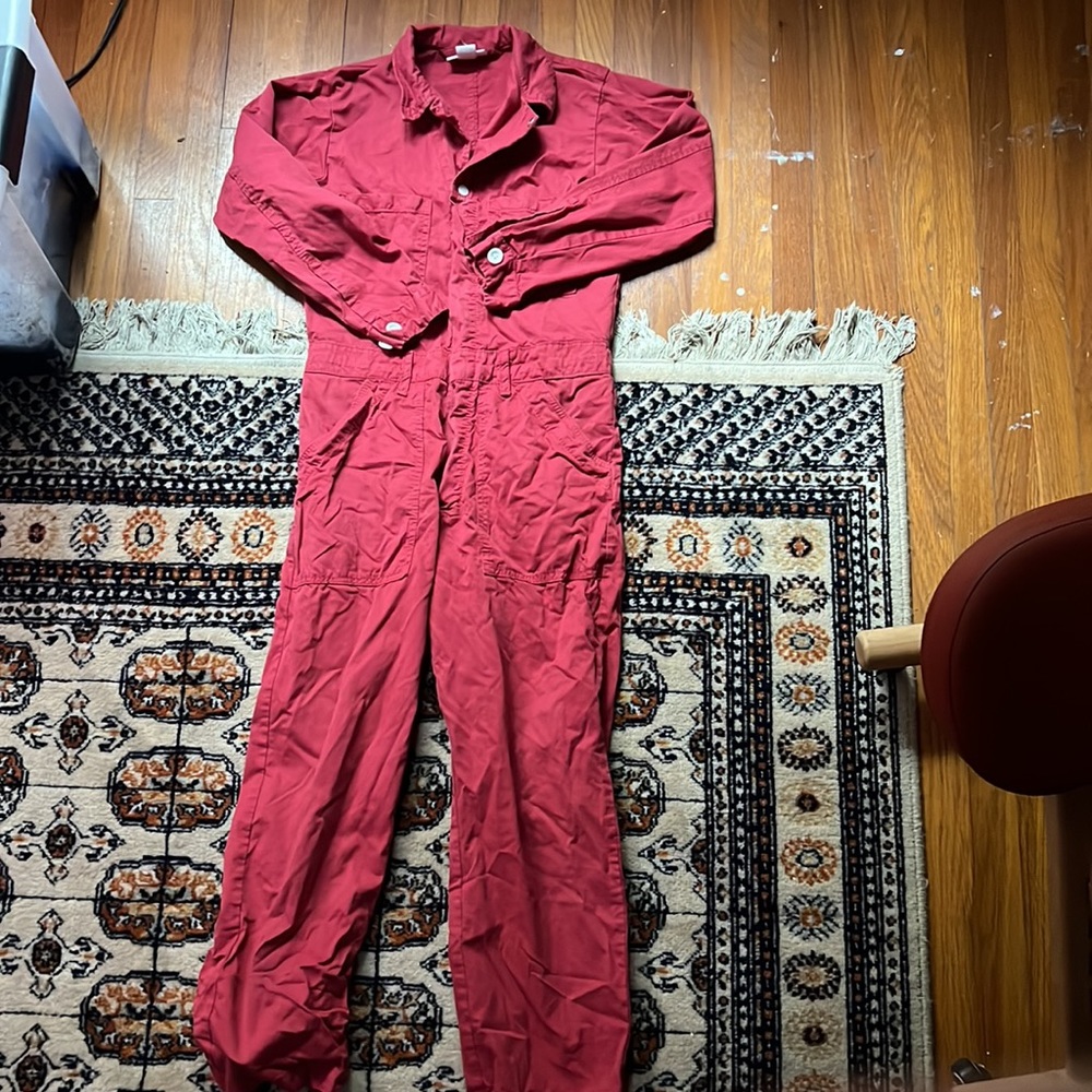 Lipstick red big bud press jumpsuit size small